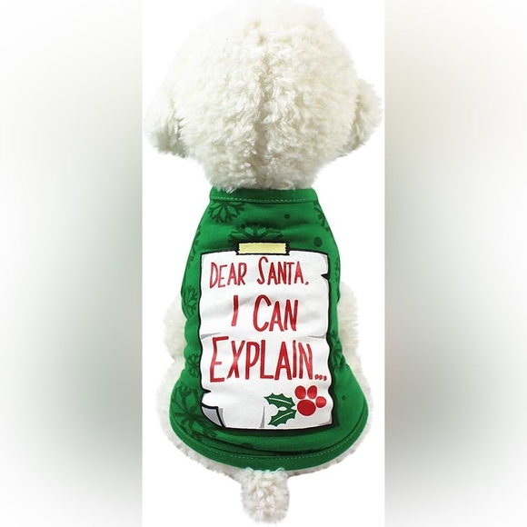 NEW Dear Santa I Can Explain T-Shirt for Dogs and Cats Pets Christmas Novelty - Picture 2 of 7